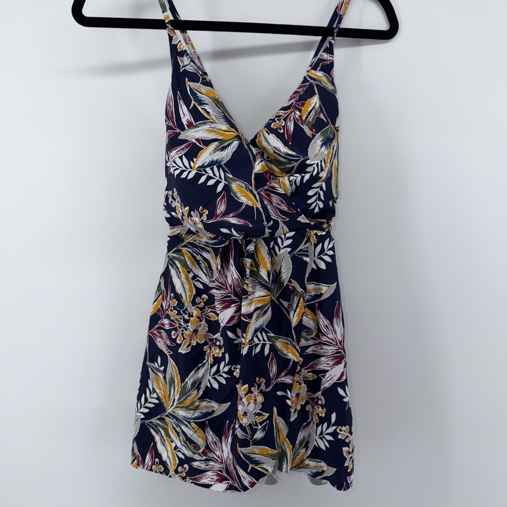 Anne Cole plunge swim dress size 10 navy blue Floral  NEW deep v front‎ & back